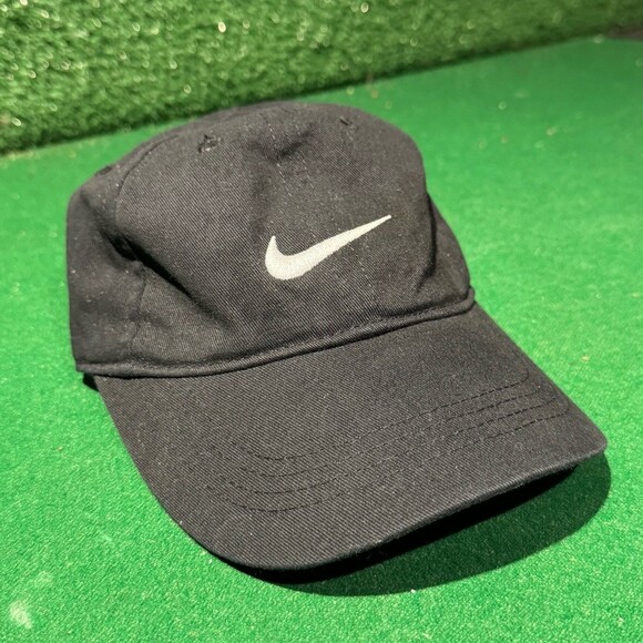 Nike Other - Nike Black White Swoosh Logo Baseball Cap Hat Boy Child Size 4-7